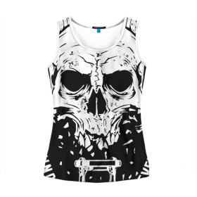Женская майка 3D с принтом Череп в Ухте, 100% полиэстер | круглая горловина, прямой силуэт, длина до линии бедра | art | skeleton | skull | арт | скелет | череп
