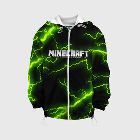 Детская куртка 3D с принтом MINECRAFT STORM в Ухте, 100% полиэстер | застежка — молния, подол и капюшон оформлены резинкой с фиксаторами, по бокам — два кармана без застежек, один потайной карман на груди, плотность верхнего слоя — 90 г/м2; плотность флисового подклада — 260 г/м2 | Тематика изображения на принте: block | creeper | cube | minecraft | pixel | блок | геометрия | крафт | крипер | кубики | майнкрафт | пиксели