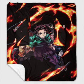 Плед с рукавами с принтом KIMETSU NO YAIBA в Ухте, 100% полиэстер | Закругленные углы, все края обработаны. Ткань не мнется и не растягивается. Размер 170*145 | Тематика изображения на принте: demon slayer | demon slayer: kimetsu no yaiba | kimetsu | kimetsu no yaiba | nezuko | slayer | tanjiro | клинок рассекающий демонов | незуко | танджиро | шинобу кочо