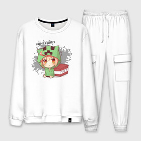 Мужской костюм хлопок с принтом Minecraft в Ухте, 100% хлопок | на свитшоте круглая горловина, мягкая резинка по низу. Брюки заужены к низу, на них два вида карманов: два “обычных” по бокам и два объемных, с клапанами, расположенные ниже линии бедра. Брюки с мягкой трикотажной резинкой на поясе и по низу штанин. В поясе для дополнительного комфорта — широкие завязки | Тематика изображения на принте: ender dragon | enderman | minecraft | phantom | the end | the nether | the overworld | wither | визера | майнкрафт | незер | ремесло | шахта добывать | энд | эндер дракон