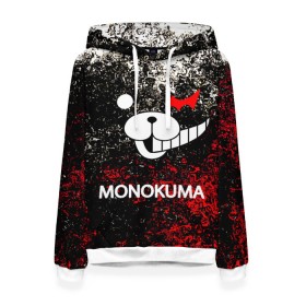 Женская толстовка 3D с принтом MONOKUMA. в Ухте, 100% полиэстер  | двухслойный капюшон со шнурком для регулировки, мягкие манжеты на рукавах и по низу толстовки, спереди карман-кенгуру с мягким внутренним слоем. | anime | bear | black  white | danganronpa | kurokuma | monodam | monokuma | monomi | monotaro | pink | rabbit | school | shirokuma | аниме | главарь | мoноми | монокума | черно белый | школа