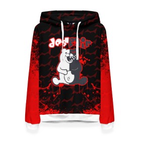 Женская толстовка 3D с принтом MONOKUMA. в Ухте, 100% полиэстер  | двухслойный капюшон со шнурком для регулировки, мягкие манжеты на рукавах и по низу толстовки, спереди карман-кенгуру с мягким внутренним слоем. | anime | bear | black  white | danganronpa | kurokuma | monodam | monokuma | monomi | monotaro | pink | rabbit | school | shirokuma | аниме | главарь | мoноми | монокума | черно белый | школа