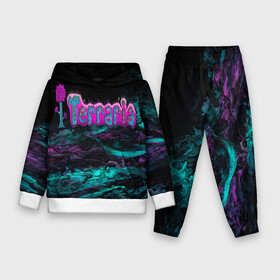 Детский костюм 3D (с толстовкой) с принтом Terraria в Ухте,  |  | terraria | terraria logo | terraria modded | террария | террария надпись