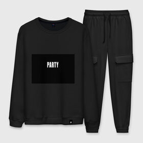 Мужской костюм хлопок с принтом Hard PARTY в Ухте, 100% хлопок | на свитшоте круглая горловина, мягкая резинка по низу. Брюки заужены к низу, на них два вида карманов: два “обычных” по бокам и два объемных, с клапанами, расположенные ниже линии бедра. Брюки с мягкой трикотажной резинкой на поясе и по низу штанин. В поясе для дополнительного комфорта — широкие завязки | hard party | party | pati | вечеринка | как у томби | пати | хард пати | что было дальше
