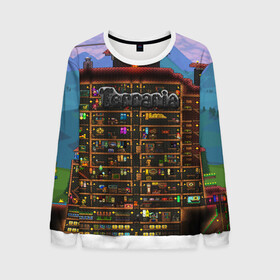 Мужской свитшот 3D с принтом TERRARIA в Ухте, 100% полиэстер с мягким внутренним слоем | круглый вырез горловины, мягкая резинка на манжетах и поясе, свободная посадка по фигуре | Тематика изображения на принте: game | pixel | terraria | игра | пиксель | террариа