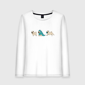 Женский лонгслив хлопок Смешные мопсы: в Ухте, 100% хлопок |  | игривый пес | мопс | пес | смешной мопс | собака