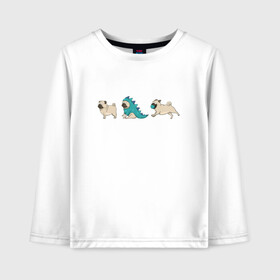 Детский лонгслив хлопок Смешные мопсы: в Ухте, 100% хлопок | круглый вырез горловины, полуприлегающий силуэт, длина до линии бедер | игривый пес | мопс | пес | смешной мопс | собака