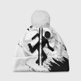Шапка 3D c помпоном PORTAL: в Ухте, 100% полиэстер | универсальный размер, печать по всей поверхности изделия | aperture laboratories | glados | portal | portal 2 | valve | гладос | портал | портал 2 | челл