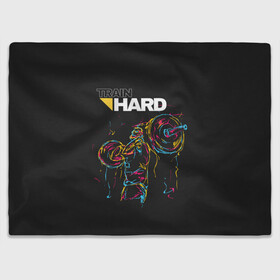 Плед 3D Train hard: в Ухте, 100% полиэстер | закругленные углы, все края обработаны. Ткань не мнется и не растягивается | lifting | wheight lifting | wheightlifting | тяжелая атлетика | штанга | штангист