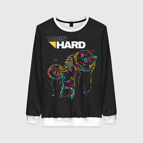 Женский свитшот 3D Train hard: в Ухте, 100% полиэстер с мягким внутренним слоем | круглый вырез горловины, мягкая резинка на манжетах и поясе, свободная посадка по фигуре | lifting | wheight lifting | wheightlifting | тяжелая атлетика | штанга | штангист