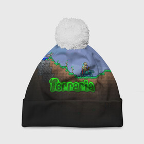 Шапка 3D c помпоном с принтом terraria game в Ухте, 100% полиэстер | универсальный размер, печать по всей поверхности изделия | Тематика изображения на принте: game | pixel | terraria | игра | пиксель | террариа