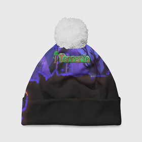 Шапка 3D c помпоном с принтом TERRARIA в Ухте, 100% полиэстер | универсальный размер, печать по всей поверхности изделия | Тематика изображения на принте: game | pixel | terraria | игра | пиксель | террариа