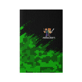 Обложка для паспорта матовая кожа MINECRAFT: в Ухте, натуральная матовая кожа | размер 19,3 х 13,7 см; прозрачные пластиковые крепления | block | creeper | cube | minecraft | pixel | блок | геометрия | крафт | крипер | кубики | майнкрафт | пиксели