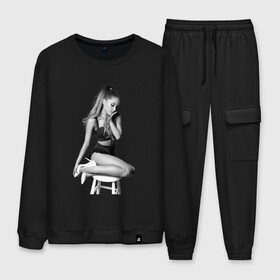 Мужской костюм хлопок с принтом ARIANA GRANDE в Ухте, 100% хлопок | на свитшоте круглая горловина, мягкая резинка по низу. Брюки заужены к низу, на них два вида карманов: два “обычных” по бокам и два объемных, с клапанами, расположенные ниже линии бедра. Брюки с мягкой трикотажной резинкой на поясе и по низу штанин. В поясе для дополнительного комфорта — широкие завязки | ariana grande | k bye for now | nickelodeon | американская актриса | ари | ариана | ариана гранде | ариана гранде бутера | грандес | королевы крика | селена гомез