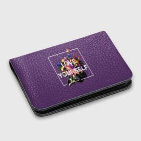 Картхолдер с принтом с принтом Love Yourself в Ухте, натуральная матовая кожа | размер 7,3 х 10 см; кардхолдер имеет 4 кармана для карт; | bangtan | bighit | boy | fake love | j hope | jimin | jin | jungkook | korea | kpop | live | luv | mic drop | rm | suga | v | with | бтс | кей | поп