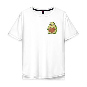 Мужская футболка хлопок Oversize с принтом Avocado Heart в Ухте, 100% хлопок | свободный крой, круглый ворот, “спинка” длиннее передней части | avocado | heart | sticker | vegan | vegetarian | авокадо | веган | вегетарианство | сердце | стикер