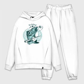 Мужской костюм хлопок OVERSIZE с принтом Go Fishing в Ухте,  |  | fish | fishing | карась | карп | лодка | поплавок | река | речка | русская | русская рыбалка | рыба | рыбалка | рыболов | снастья | удочка