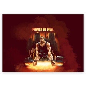 Поздравительная открытка с принтом Power of will в Ухте, 100% бумага | плотность бумаги 280 г/м2, матовая, на обратной стороне линовка и место для марки
 | Тематика изображения на принте: power | powerlifting | sport | strength | weightlifting | бодибилдинг | качок | пауэрлифтинг | сила | спорт
