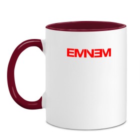 Кружка двухцветная с принтом EMINEM в Ухте, керамика | объем — 330 мл, диаметр — 80 мм. Цветная ручка и кайма сверху, в некоторых цветах — вся внутренняя часть | flower | payton moormeier | roses | tiktok | автограф payton | блогер | пейтон | пейтон моормиер | розы | тикток | тиктокер | цветы | ютубер