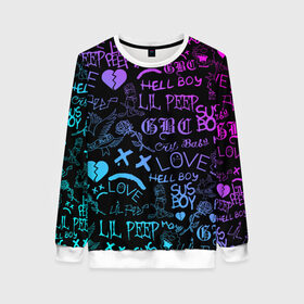 Женский свитшот 3D с принтом LIL PEEP LOGOBOMBING в Ухте, 100% полиэстер с мягким внутренним слоем | круглый вырез горловины, мягкая резинка на манжетах и поясе, свободная посадка по фигуре | lil peep | lil prince | pink | зарубежная музыка | лил пип | маленький принц