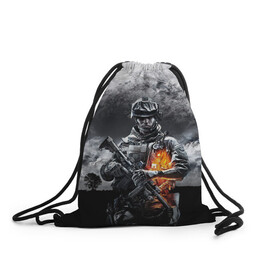 Рюкзак-мешок 3D с принтом Battlefield в Ухте, 100% полиэстер | плотность ткани — 200 г/м2, размер — 35 х 45 см; лямки — толстые шнурки, застежка на шнуровке, без карманов и подкладки | battlefield | ea digital illusions ce | special forces | батлфилд | поле боя | шутер