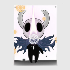 Постер с принтом Hollow knight (Полый рыцарь) в Ухте, 100% бумага
 | бумага, плотность 150 мг. Матовая, но за счет высокого коэффициента гладкости имеет небольшой блеск и дает на свету блики, но в отличии от глянцевой бумаги не покрыта лаком | art | hollow knight | аркада | арт | гвоздь грез | грезы | душа | игра | инди | полый рыцарь | рисунок | тень
