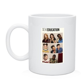 Кружка с принтом Sex Education в Ухте, керамика | объем — 330 мл, диаметр — 80 мм. Принт наносится на бока кружки, можно сделать два разных изображения | Тематика изображения на принте: 