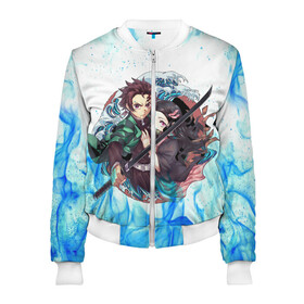 Женский бомбер 3D с принтом КЛИНОК РАССЕКАЮЩИЙ ДЕМОНОВ | DEMON SLAYER KIMETSU NO YAIBA  в Ухте, 100% полиэстер | застегивается на молнию, по бокам два кармана без застежек, мягкие манжеты, по низу бомбера и на воротнике — эластичная резинка | demon slayer | demon slayer: kimetsu no yaiba | kimetsu | kimetsu no yaiba | nezuko | slayer | tanjiro | клинок рассекающий демонов | незуко | танджиро | шинобу кочо