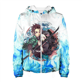 Женская куртка 3D с принтом КЛИНОК РАССЕКАЮЩИЙ ДЕМОНОВ | DEMON SLAYER KIMETSU NO YAIBA  в Ухте, ткань верха — 100% полиэстер, подклад — флис | прямой крой, подол и капюшон оформлены резинкой с фиксаторами, два кармана без застежек по бокам, один большой потайной карман на груди. Карман на груди застегивается на липучку | demon slayer | demon slayer: kimetsu no yaiba | kimetsu | kimetsu no yaiba | nezuko | slayer | tanjiro | клинок рассекающий демонов | незуко | танджиро | шинобу кочо