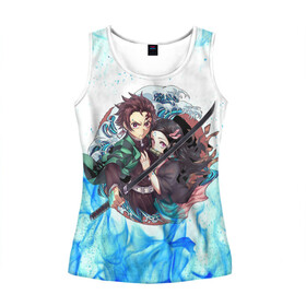 Женская майка 3D с принтом КЛИНОК РАССЕКАЮЩИЙ ДЕМОНОВ | DEMON SLAYER KIMETSU NO YAIBA  в Ухте, 100% полиэстер | круглая горловина, прямой силуэт, длина до линии бедра | demon slayer | demon slayer: kimetsu no yaiba | kimetsu | kimetsu no yaiba | nezuko | slayer | tanjiro | клинок рассекающий демонов | незуко | танджиро | шинобу кочо