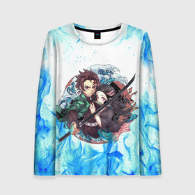 Женский лонгслив 3D с принтом КЛИНОК РАССЕКАЮЩИЙ ДЕМОНОВ | DEMON SLAYER KIMETSU NO YAIBA  в Ухте, 100% полиэстер | длинные рукава, круглый вырез горловины, полуприлегающий силуэт | demon slayer | demon slayer: kimetsu no yaiba | kimetsu | kimetsu no yaiba | nezuko | slayer | tanjiro | клинок рассекающий демонов | незуко | танджиро | шинобу кочо