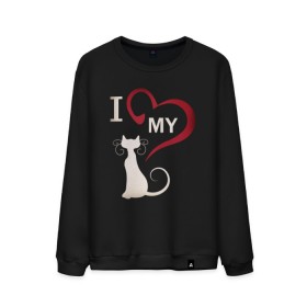 Мужской свитшот хлопок с принтом I Love My Cat в Ухте, 100% хлопок |  | Тематика изображения на принте: 