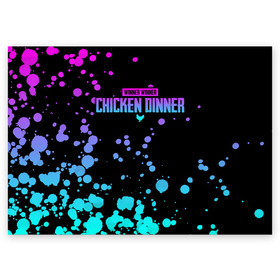 Поздравительная открытка с принтом Chicken Dinner в Ухте, 100% бумага | плотность бумаги 280 г/м2, матовая, на обратной стороне линовка и место для марки
 | asia | battle | chicken | dinner | duo | epic | guide | lucky | map | miramar | mobile | mortal | pro | royale | solo | winner | битва | лут | пабг | пубг | стрим | топ