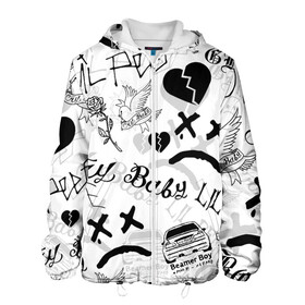 Мужская куртка 3D с принтом LIL PEEP в Ухте, ткань верха — 100% полиэстер, подклад — флис | прямой крой, подол и капюшон оформлены резинкой с фиксаторами, два кармана без застежек по бокам, один большой потайной карман на груди. Карман на груди застегивается на липучку | lil peep | lil prince | pink | зарубежная музыка | лил пип | маленький принц