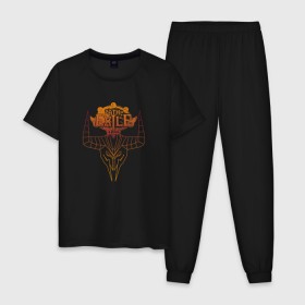 Мужская пижама хлопок с принтом Path of Exile в Ухте, 100% хлопок | брюки и футболка прямого кроя, без карманов, на брюках мягкая резинка на поясе и по низу штанин
 | diablo | game | path of exile | poe | герой | диабло | игра | монстр | патч оф экзайл | патч оф эксель | персонаж | рыцарь