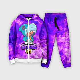 Детский костюм 3D с принтом BRAWL STARS LEON SHARK. в Ухте,  |  | bib | brawl stars | colt | crow | el brown | leon | leon shark | max | moba | sally leon | shark | акула | берли | биби | бравл старс | браун | ворон | жанр | игра | кольт | леон | леон акула | макс | нита | шелли