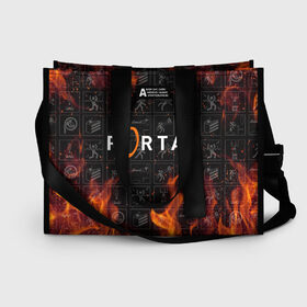 Сумка-шоппер 3D с принтом PORTAL в Ухте, 100% полиэстер | застегивается на металлическую кнопку; внутренний карман застегивается на молнию. Стенки укреплены специальным мягким материалом, чтобы защитить содержимое от несильных ударов
 | aperture laboratories | glados | portal | portal 2 | valve | гладос | портал | портал 2 | челл