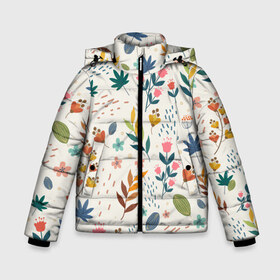 Зимняя куртка для мальчиков 3D Цветочный орнамент: в Ухте, ткань верха — 100% полиэстер; подклад — 100% полиэстер, утеплитель — 100% полиэстер | длина ниже бедра, удлиненная спинка, воротник стойка и отстегивающийся капюшон. Есть боковые карманы с листочкой на кнопках, утяжки по низу изделия и внутренний карман на молнии. 
Предусмотрены светоотражающий принт на спинке, радужный светоотражающий элемент на пуллере молнии и на резинке для утяжки | лепесточки | листочки | цветочный узор | цветы