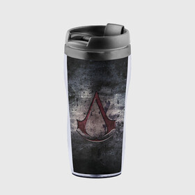 Термокружка-непроливайка с принтом ASSASSIN`S CREED в Ухте, внутренняя часть — пищевой пластик, наружная часть — прозрачный пластик, между ними — полиграфическая вставка с рисунком | объем — 350 мл, герметичная крышка | slayer | асасин | ассасин крид | ассассин | тамплиеры