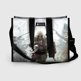 Сумка-шоппер 3D с принтом ASSASSIN`S CREED в Ухте, 100% полиэстер | застегивается на металлическую кнопку; внутренний карман застегивается на молнию. Стенки укреплены специальным мягким материалом, чтобы защитить содержимое от несильных ударов
 | slayer | асасин | ассасин крид | ассассин | тамплиеры