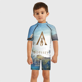 Детский купальный костюм 3D с принтом ASSASSIN`S CREED | АССАССИНС КРИД (Z) в Ухте, Полиэстер 85%, Спандекс 15% | застежка на молнии на спине | slayer | асасин | ассасин крид | ассассин | тамплиеры