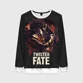 Женский свитшот 3D с принтом Twisted Fate в Ухте, 100% полиэстер с мягким внутренним слоем | круглый вырез горловины, мягкая резинка на манжетах и поясе, свободная посадка по фигуре | jinx | kda | league | lol | moba | pentakill | riot | rise | rus | skins | варвик | варус | воин | легенд | лига | лол | маг | стрелок | танк | чемпион