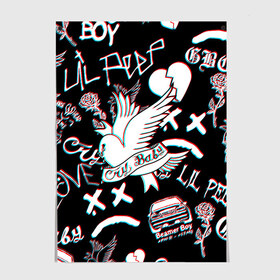 Постер с принтом LIL PEEP GLITCH в Ухте, 100% бумага
 | бумага, плотность 150 мг. Матовая, но за счет высокого коэффициента гладкости имеет небольшой блеск и дает на свету блики, но в отличии от глянцевой бумаги не покрыта лаком | lil peep | lil prince | pink | зарубежная музыка | лил пип | маленький принц