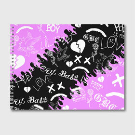 Альбом для рисования с принтом LIL PEEP в Ухте, 100% бумага
 | матовая бумага, плотность 200 мг. | Тематика изображения на принте: lil peep | lil prince | pink | зарубежная музыка | лил пип | маленький принц