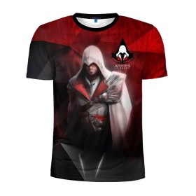 Мужская футболка 3D спортивная с принтом Assasins creed в Ухте, 100% полиэстер с улучшенными характеристиками | приталенный силуэт, круглая горловина, широкие плечи, сужается к линии бедра | Тематика изображения на принте: creed | асасин | асасин крид | ассасин | ассассин | войско | крид | меч | приключения | самурай