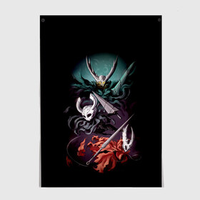 Постер с принтом Hollow Knight в Ухте, 100% бумага
 | бумага, плотность 150 мг. Матовая, но за счет высокого коэффициента гладкости имеет небольшой блеск и дает на свету блики, но в отличии от глянцевой бумаги не покрыта лаком | grimm | hallounest | heart of nightmare | hollow knight | hornet | knight | quirrell | silksong | гримм | квиррел | рыцарь | халлоунест | холлоу найт | хорнет