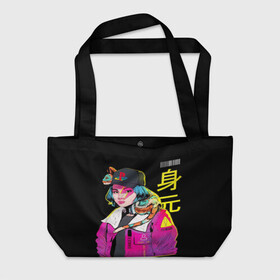 Пляжная сумка 3D с принтом 2К Girl в Ухте, 100% полиэстер | застегивается на металлическую кнопку; внутренний карман застегивается на молнию. Стенки укреплены специальным мягким материалом, чтобы защитить содержимое от несильных ударов
 | anime | cat | cool | cyber | cyberpunk.2077 | danger | future | girl | japan | playstation | style | trend.стиль | аниме | девушка | кибер | киберпанк.будущее | кошка | круто | крутой | мода | опасность | тренд | хайп | япония