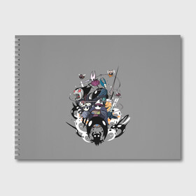 Альбом для рисования с принтом Hollow Knight в Ухте, 100% бумага
 | матовая бумага, плотность 200 мг. | Тематика изображения на принте: grimm | hallounest | heart of nightmare | hollow knight | hornet | knight | quirrell | silksong | гримм | квиррел | рыцарь | халлоунест | холлоу найт | хорнет