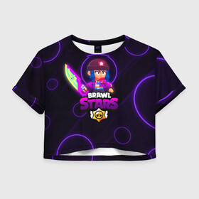 Женская футболка Crop-top 3D с принтом Brawl Stars Heroine Bibi в Ухте, 100% полиэстер | круглая горловина, длина футболки до линии талии, рукава с отворотами | 8 bit | 8 бит | brawl stars | crow | heroine bibi | leon | биби | бравл старс | кроу | леон