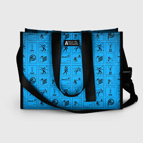 Сумка-шоппер 3D с принтом PORTAL в Ухте, 100% полиэстер | застегивается на металлическую кнопку; внутренний карман застегивается на молнию. Стенки укреплены специальным мягким материалом, чтобы защитить содержимое от несильных ударов
 | aperture laboratories | glados | portal | portal 2 | valve | гладос | портал | портал 2 | челл